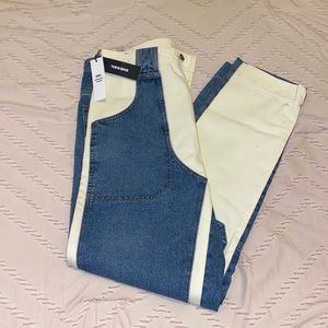 DIESEL MENS WHITE/BLUE DENIM JEANS